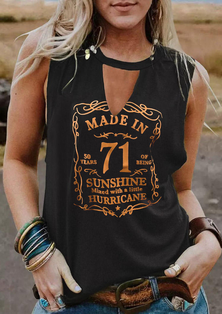 

Tank Tops Sunshine Mixed With A Little Hurricane Keyhole Neck Tank Top in Black. Size