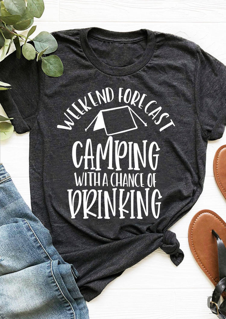 

T-shirts Tees Camping With A Chance Of Drinking T-Shirt Tee in Dark Grey. Size