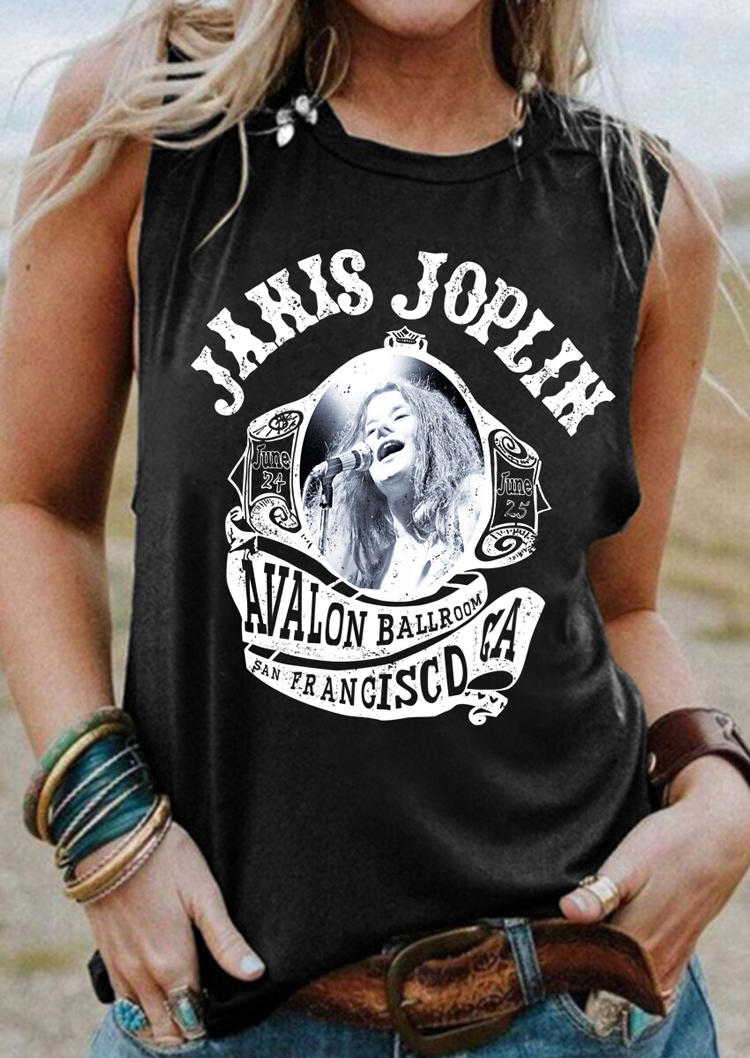 

Tank Tops Janis Joplin O-Neck Casual Tank Top in Dark Grey. Size: ,M,L,XL