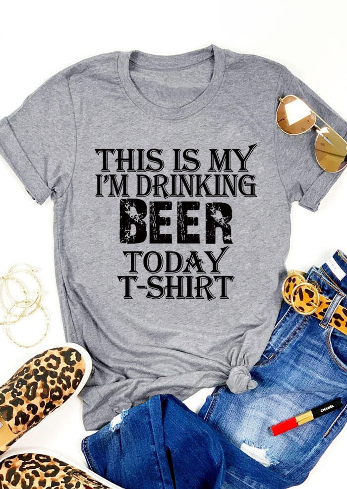 T-shirts Tees I'm Drinking Beer Today T-Shirt Tee in Gray. Size: M