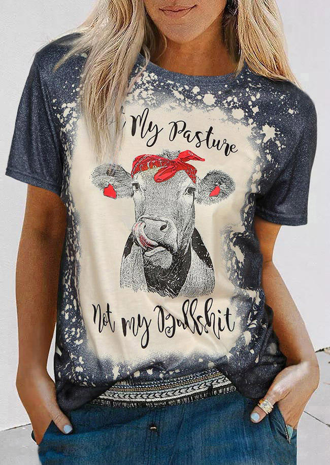 

T-shirts Tees Not My Pasture Not My Bullshit Buffalo Bleached T-Shirt Tee in Dark Grey. Size