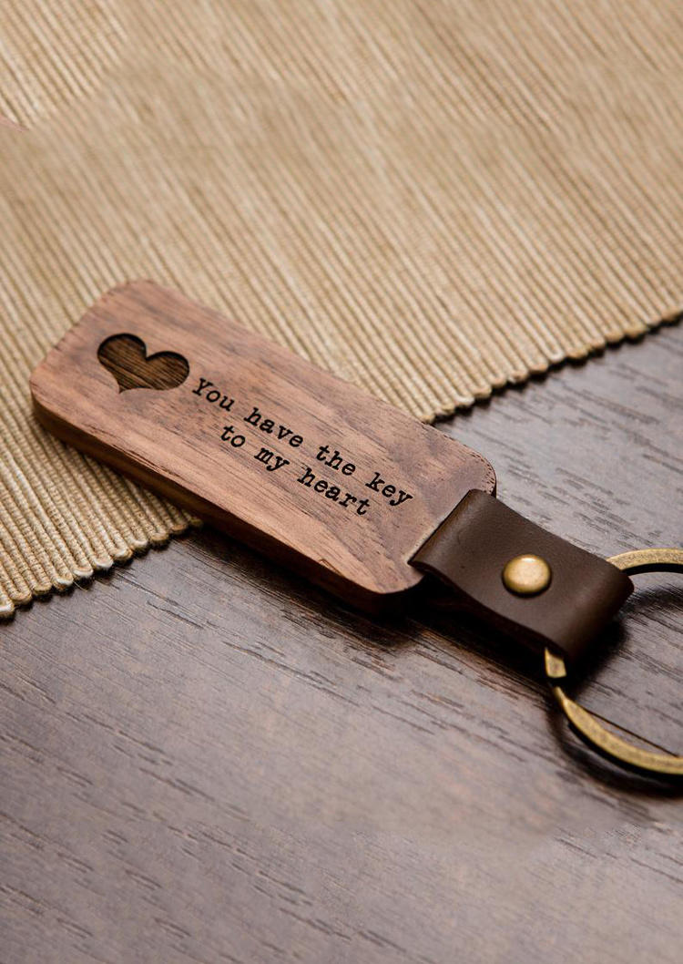 

Keychains You Have The Key To My Heart Wooden Keychain in Brown. Size