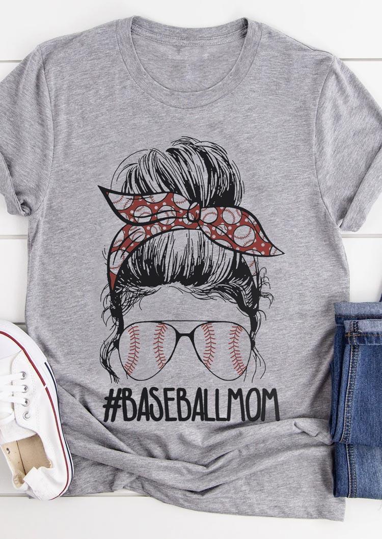 

T-shirts Tees Baseball Mom Messy T-Shirt Tee in Gray. Size