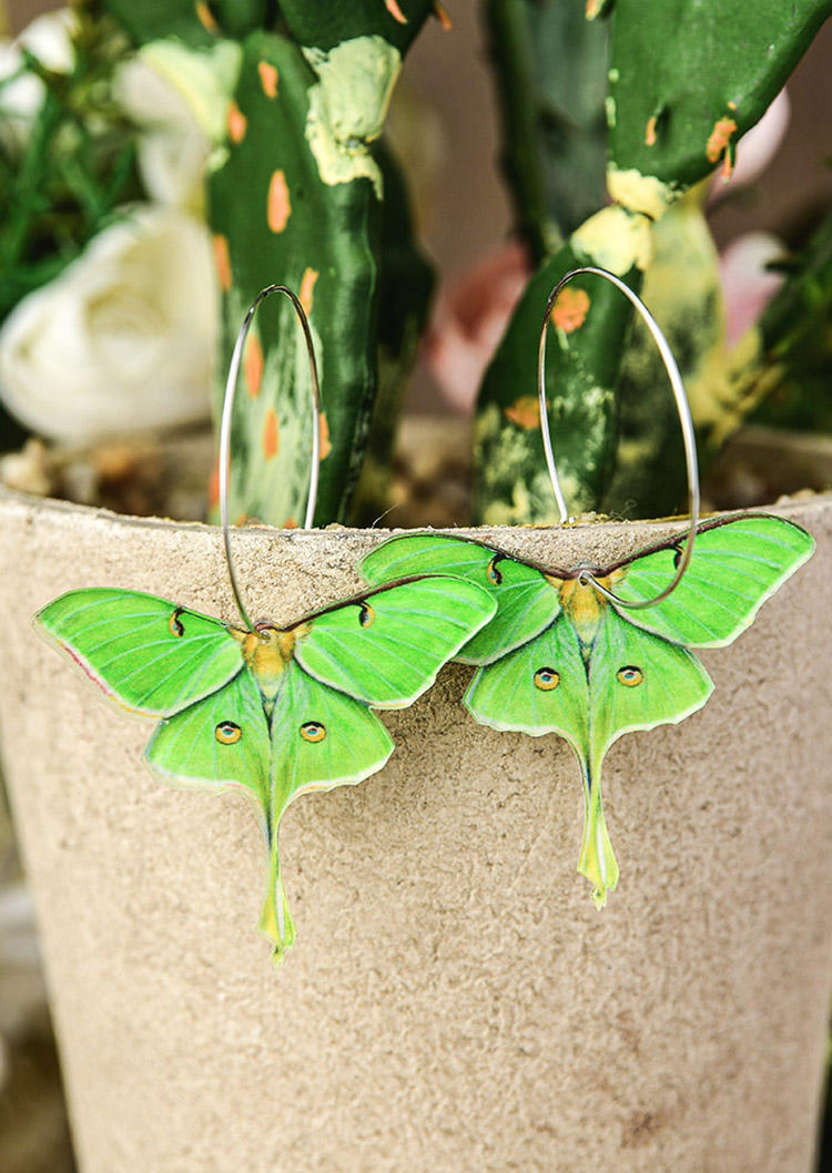 

Earrings Simple Large Circle Moth Hoop Earrings in Green. Size