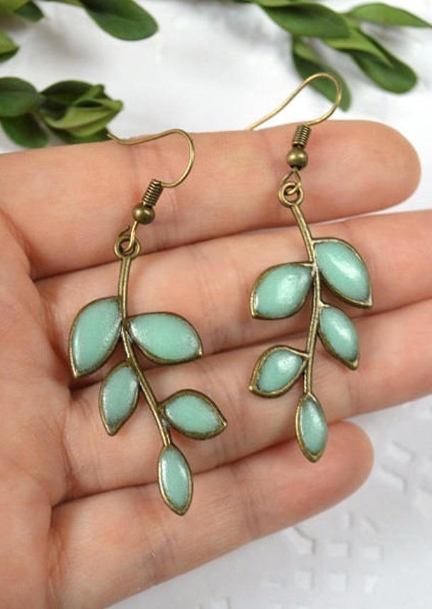 

Earrings Leaf Turquoise Alloy Earrings in Green. Size