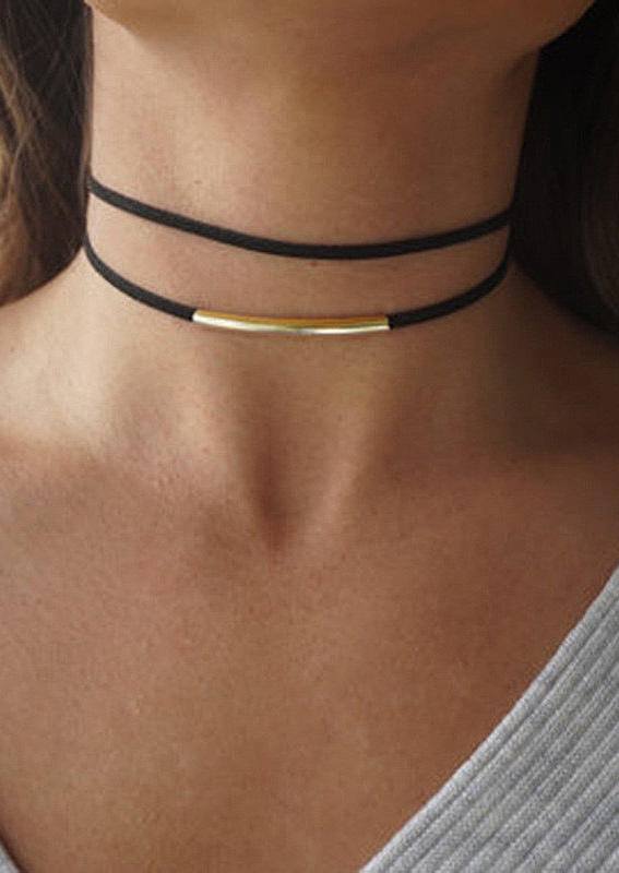 Adjustable Dual-Layered Choker Necklace