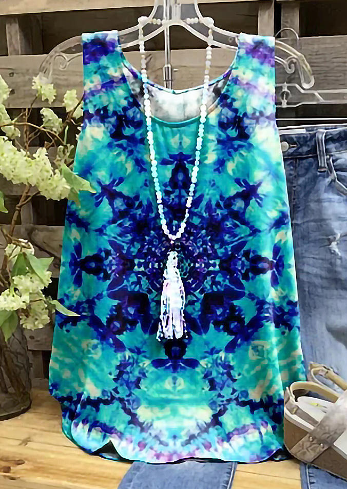 

Tank Tops Tie Dye Sleeveless O-Neck Tank Top in Multicolor. Size: ,M,L,XL