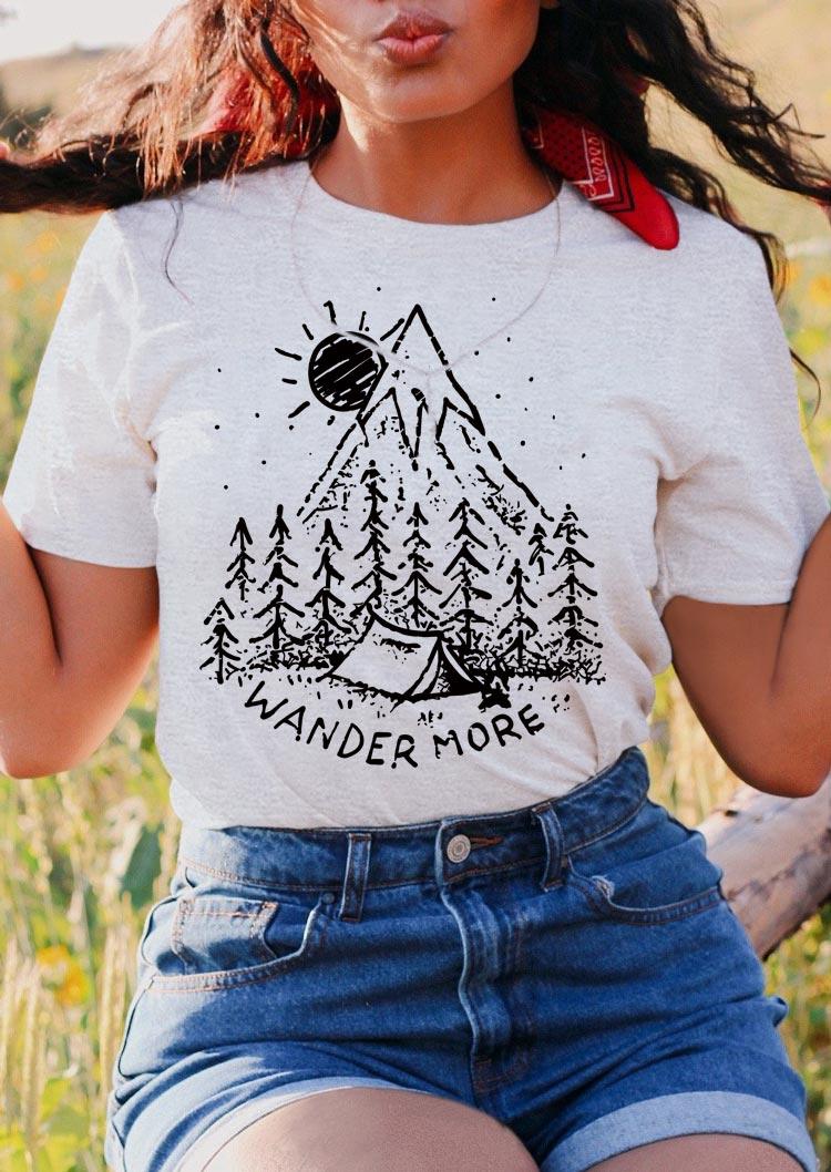 

T-shirts Tees Wander More Mountain Camping T-Shirt Tee in Gray. Size