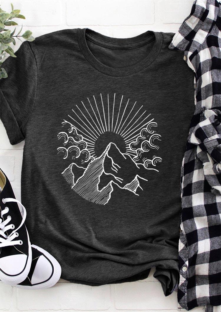 

T-shirts Tees Sunset Mountain O-Neck T-Shirt Tee in Dark Grey. Size: ,XL