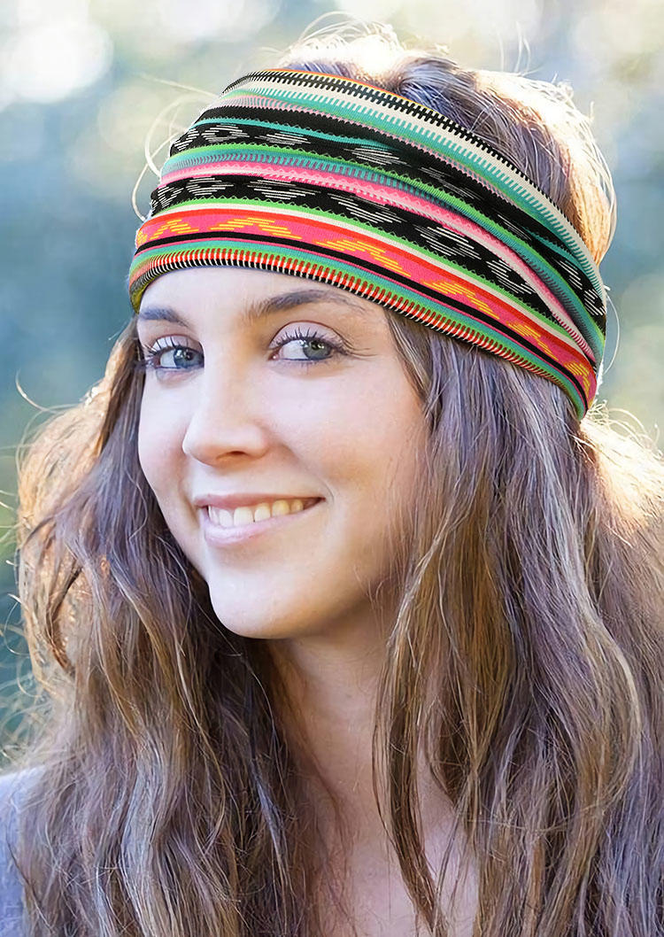 

Bohemian Yoga Sport Wide Headband in Multicolor. Size
