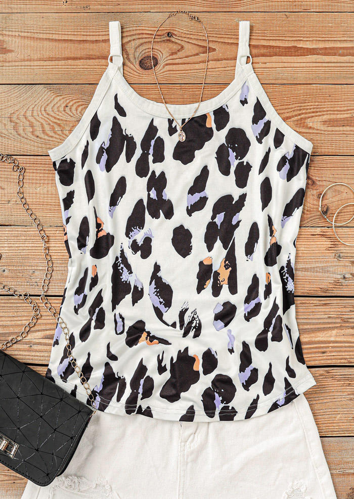 

Tank Tops Leopard Thick Strap Camisole in White. Size