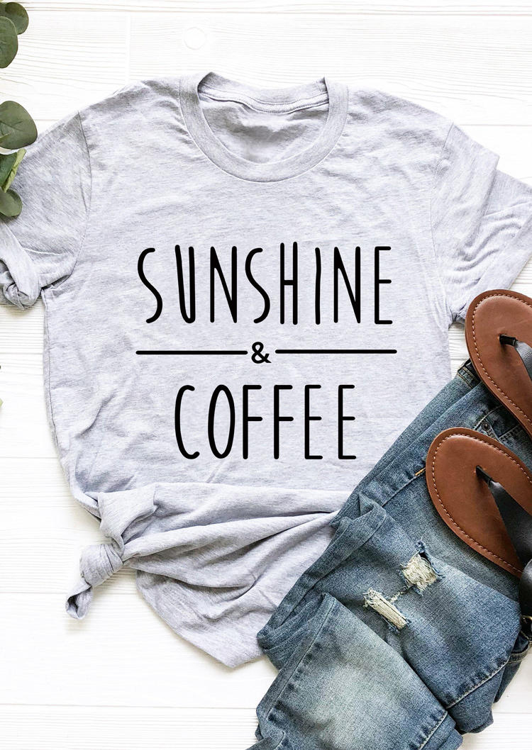 

T-shirts Tees Sunshine & Coffee O-Neck T-Shirt Tee in Gray. Size