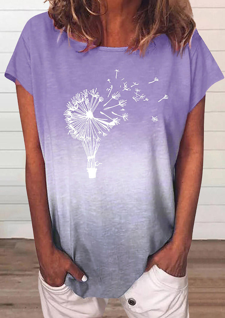 

T-shirts Tees Dandelion Gradient O-Neck T-Shirt Tee in Purple. Size