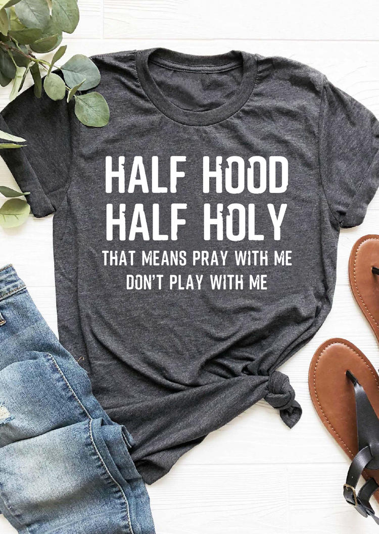 

T-shirts Tees Half Hood Half Holy T-Shirt Tee in Gray. Size