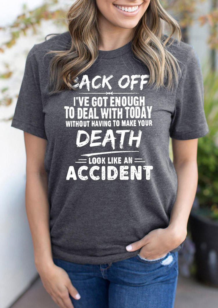 T-shirts Tees Back Off Death Accident T-Shirt Tee in Dark Grey. Size: S,M