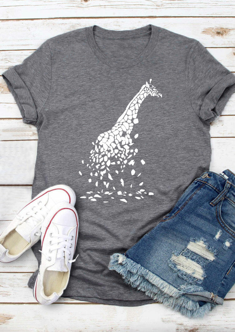 

T-shirts Tees Giraffe O-Neck T-Shirt Tee in Gray. Size: ,M,L,XL