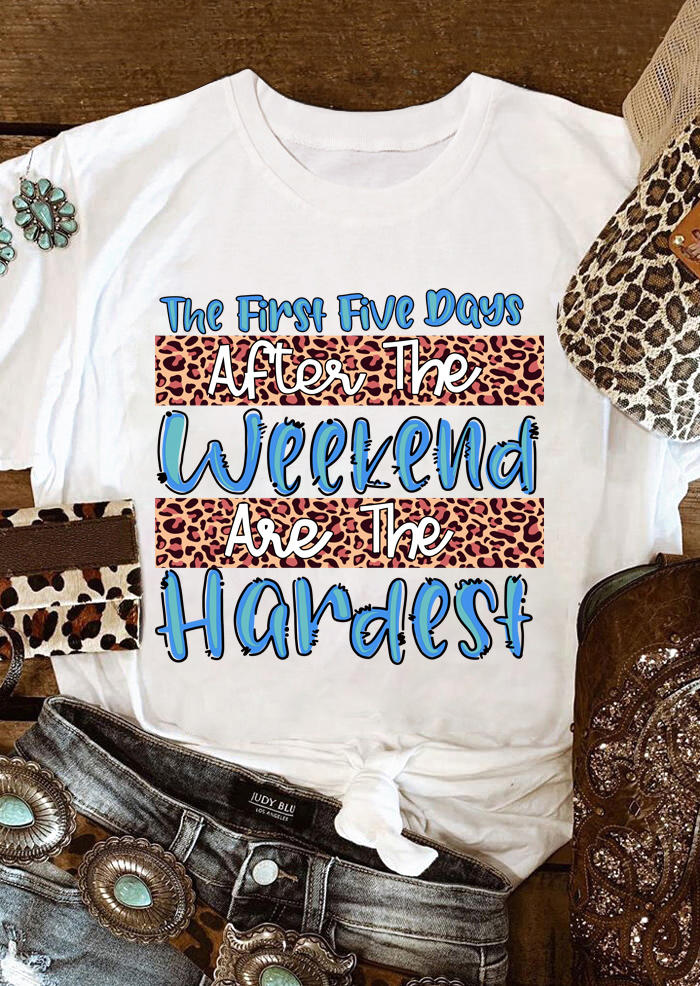 

T-shirts Tees Leopard The First Five Day O-Neck T-Shirt Tee in White. Size: ,M,L,XL