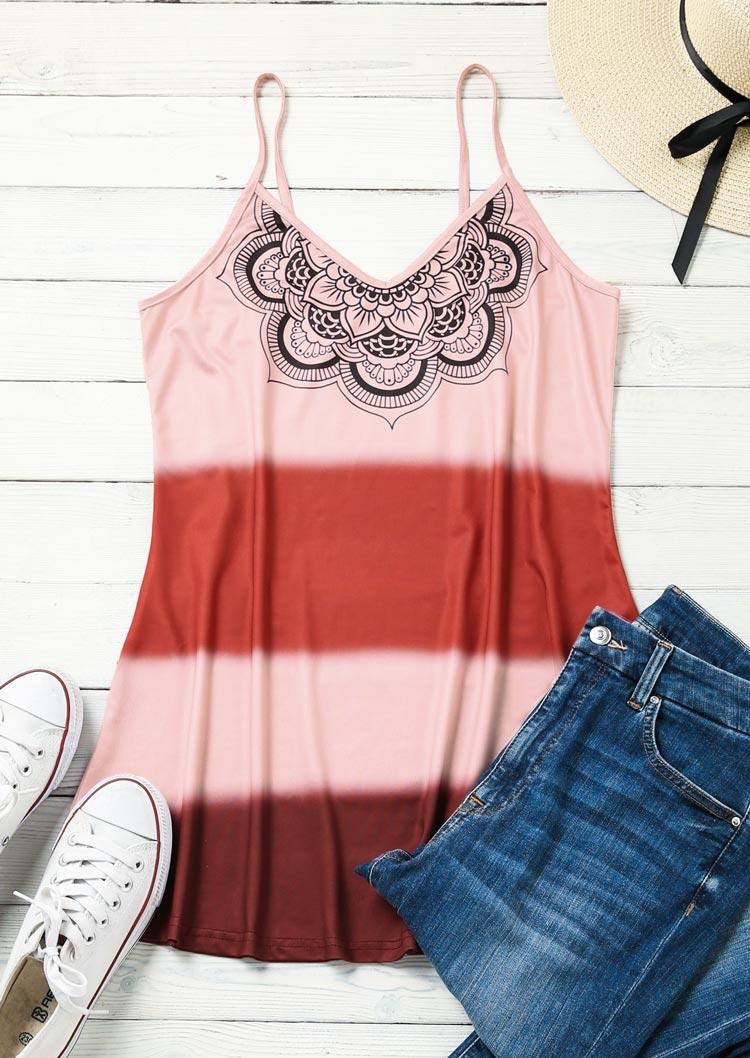 

Tank Tops Mandala Color Block Striped Camisole in Multicolor. Size