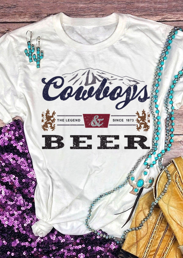 

T-shirts Tees Cowboys Beer Mountain T-Shirt Tee in White. Size