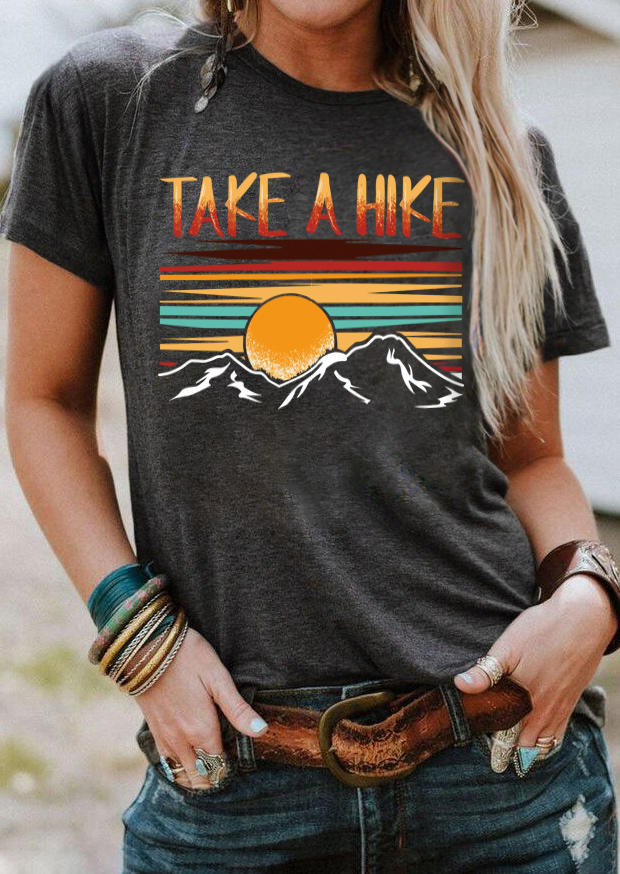 

T-shirts Tees Take A Hike Mountain Sun T-Shirt Tee in Dark Grey. Size: ,M,L,XL