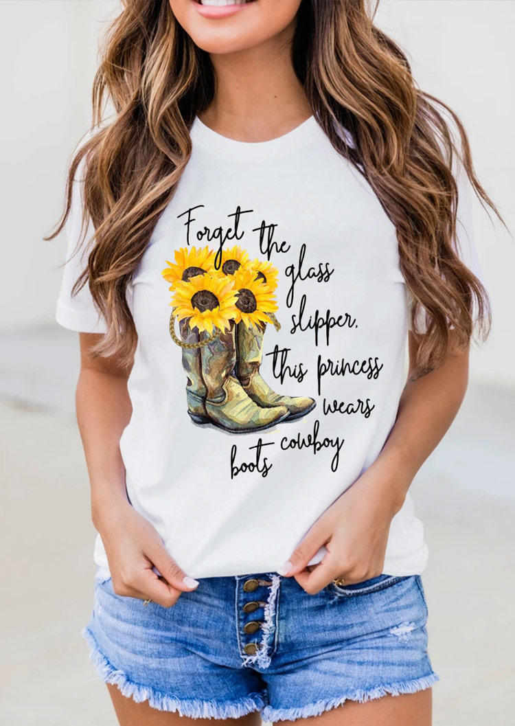

T-shirts Tees Sunflower Cowboy Boots T-Shirt Tee in White. Size