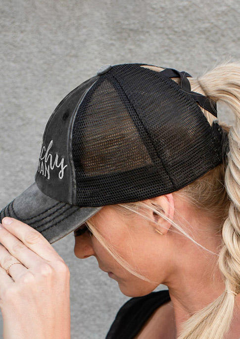 

Hats Witchy Woman Ripped Mesh Splicing Baseball Cap in Dark Grey. Size