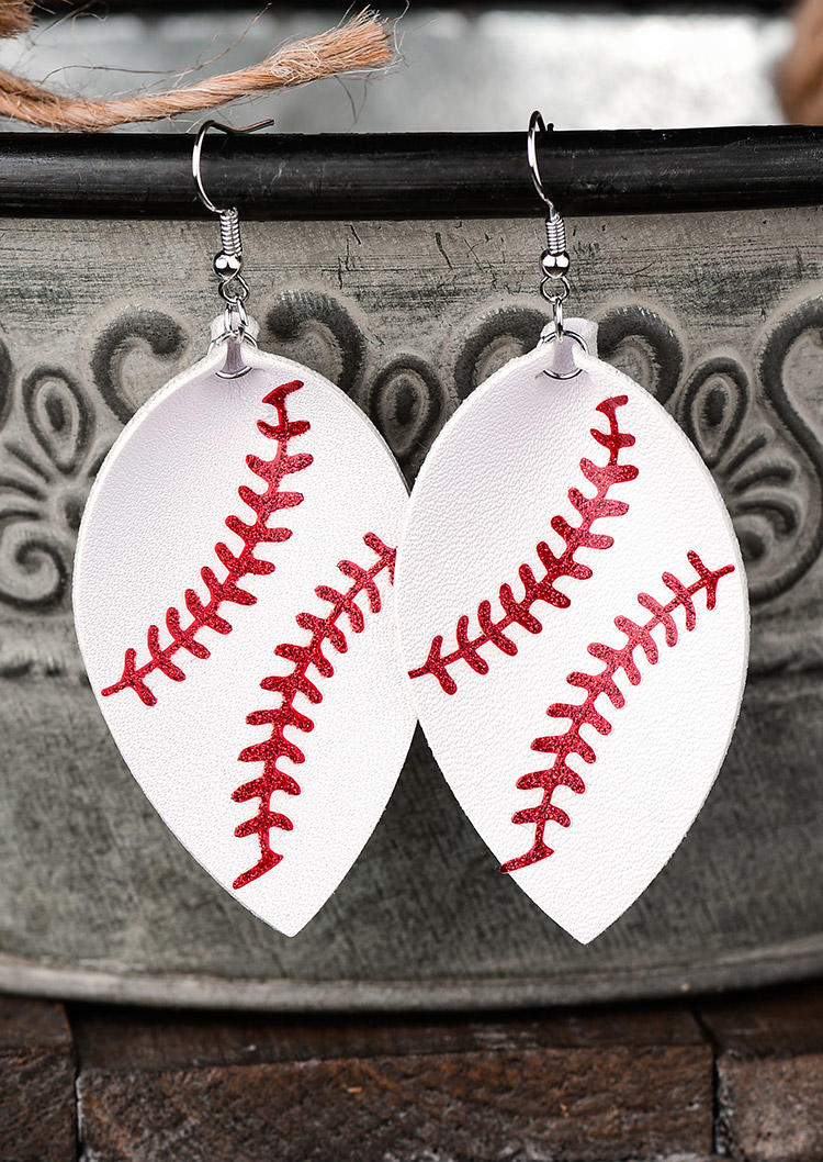 

Earrings Baseball Leaf Shaped Earrings in White. Size
