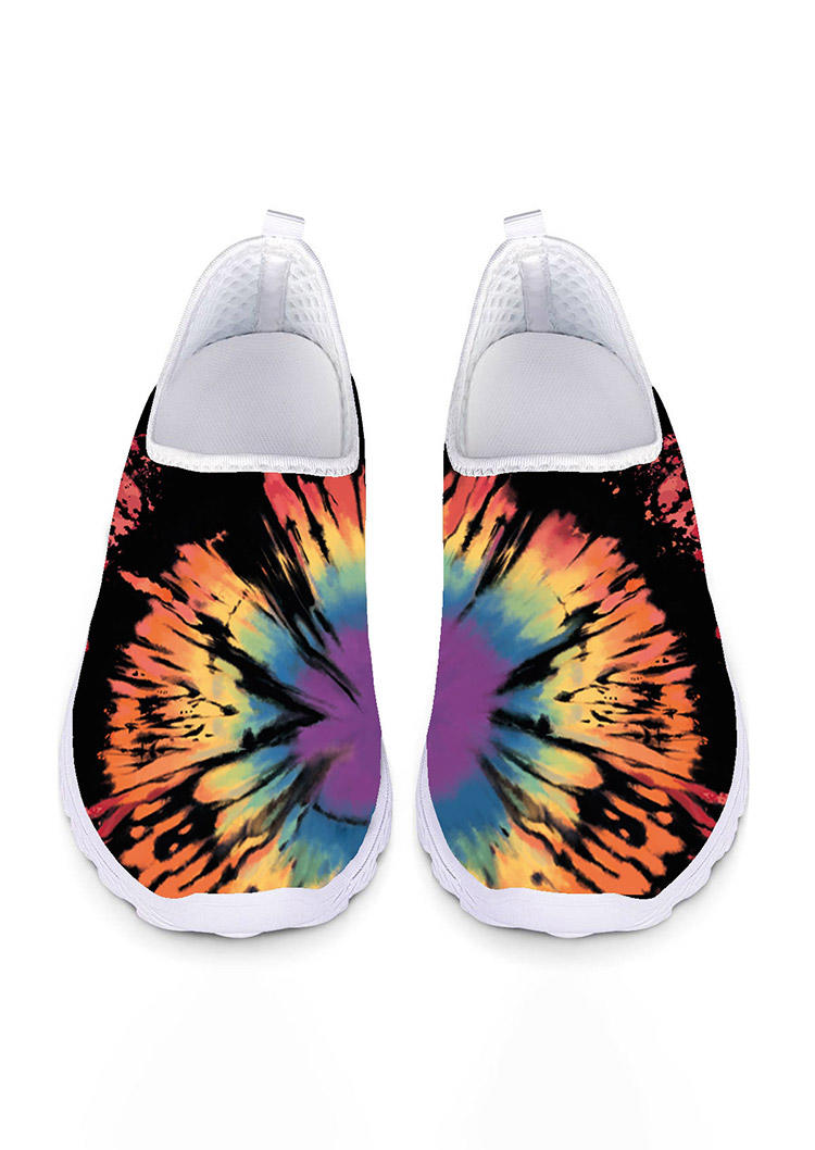 Reverse Tie Dye Rainbow Flat Sneakers