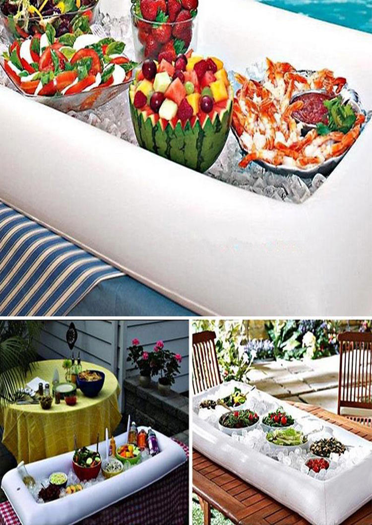 

Cool Gadgets Inflatable Food Drink Salad Ice Bar Tray Holder in White. Size