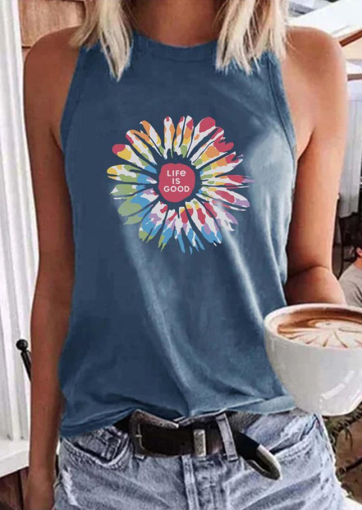 Life Is Good Floral Tank - Blue