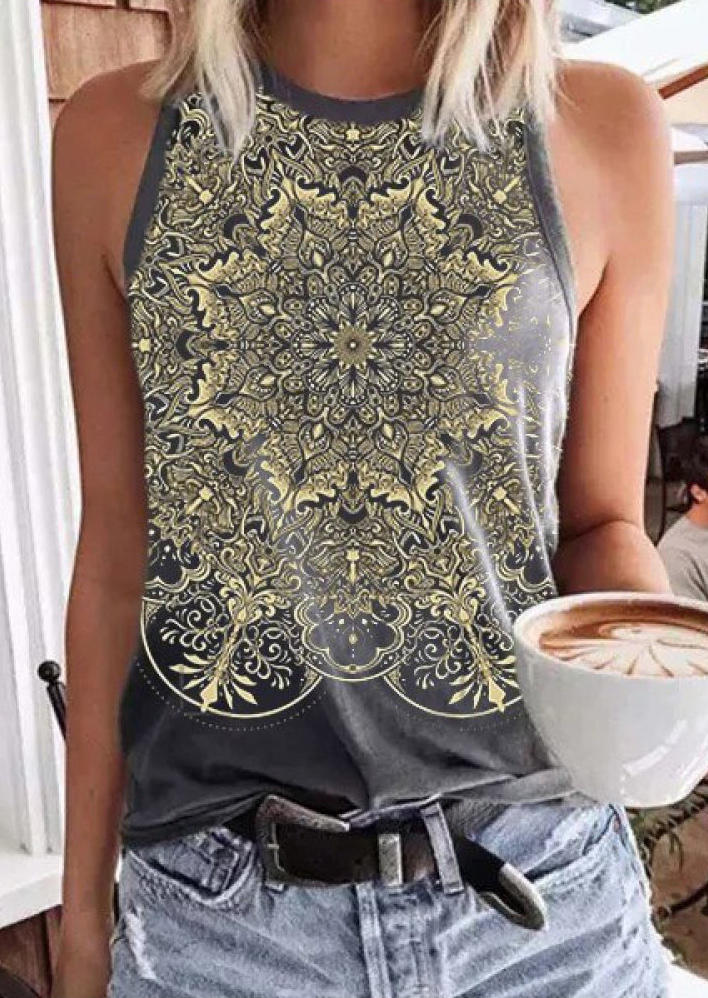 

Tank Tops Floral Casual Geometric Vest Camisole in Multicolor. Size
