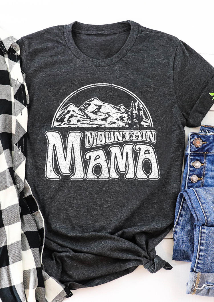 T-shirts Tees Mountain Mama T-Shirt Tee in Dark Grey. Size: M,L