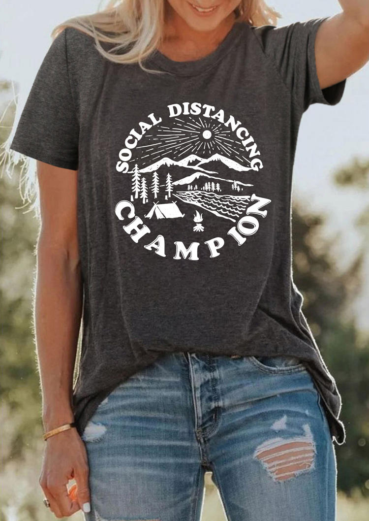 T-shirts Tees Social Distancing Champion T-Shirt Tee in Dark Grey. Size: S,M,L,XL