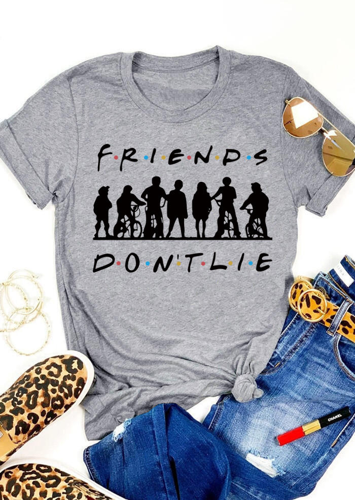 

T-shirts Tees Don't Lie Graphic O-Neck T-Shirt Tee in Gray. Size: ,M,L,XL