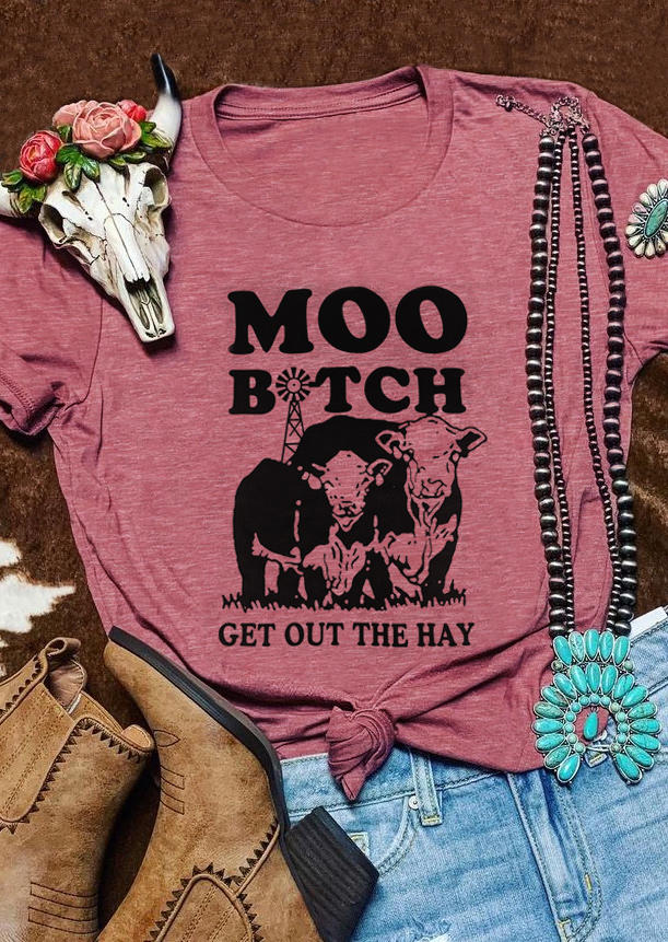 

T-shirts Tees Moo B!tch Get Out The Hay Cow T-Shirt Tee in Cameo Brown. Size