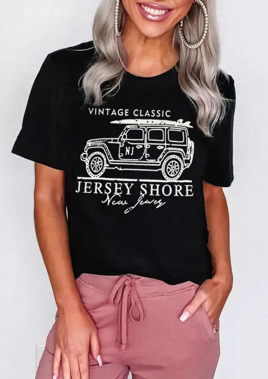 

T-shirts Tees Car Vintage Classic Jersey Shore T-Shirt Tee in Black. Size