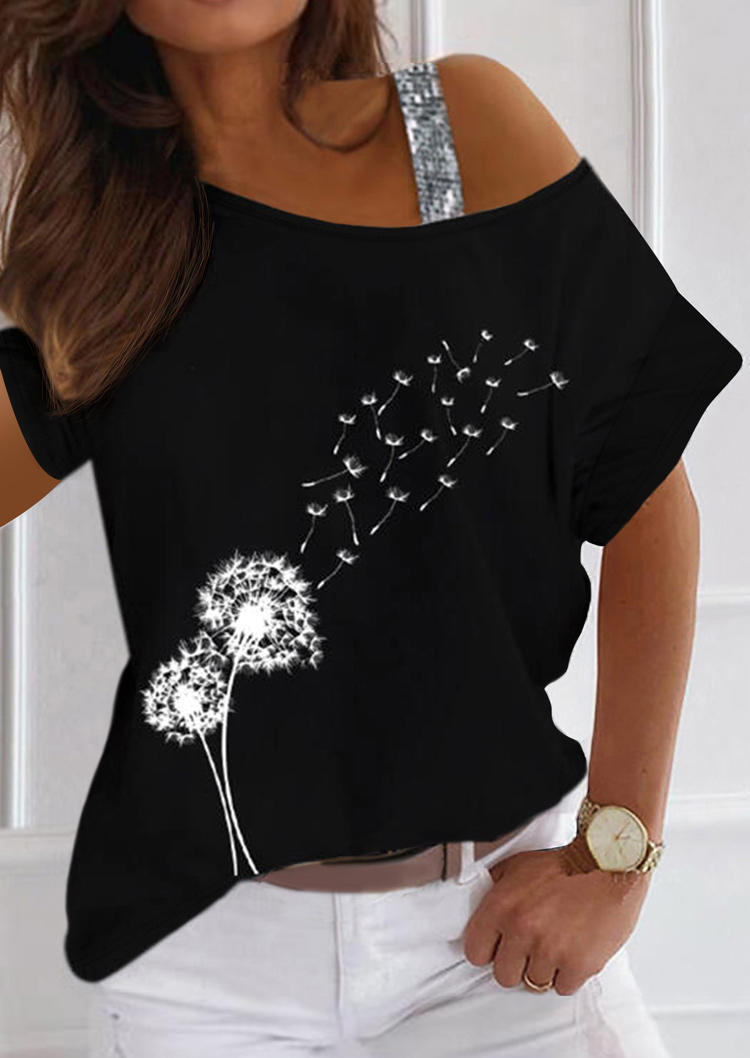 

Blouses Dandelion Glitter One Sided Cold Shoulder Blouse in Black. Size