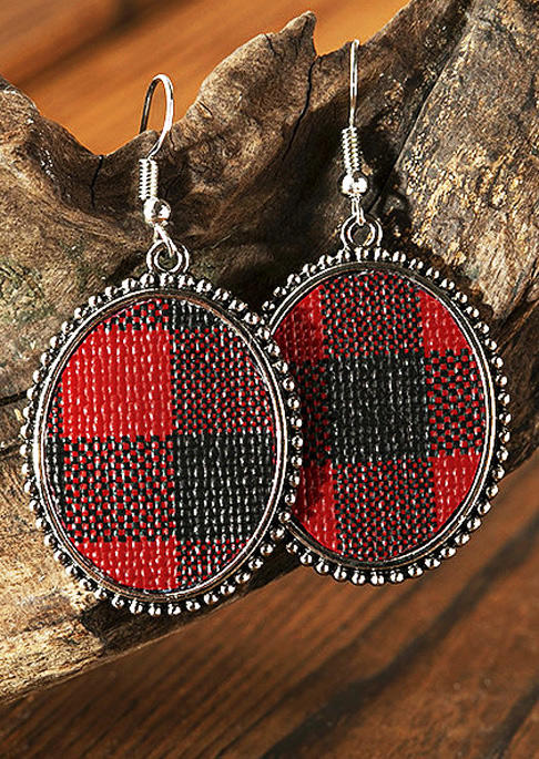 

Earrings Sunflower Leopard Plaid Earrings in Red. Size