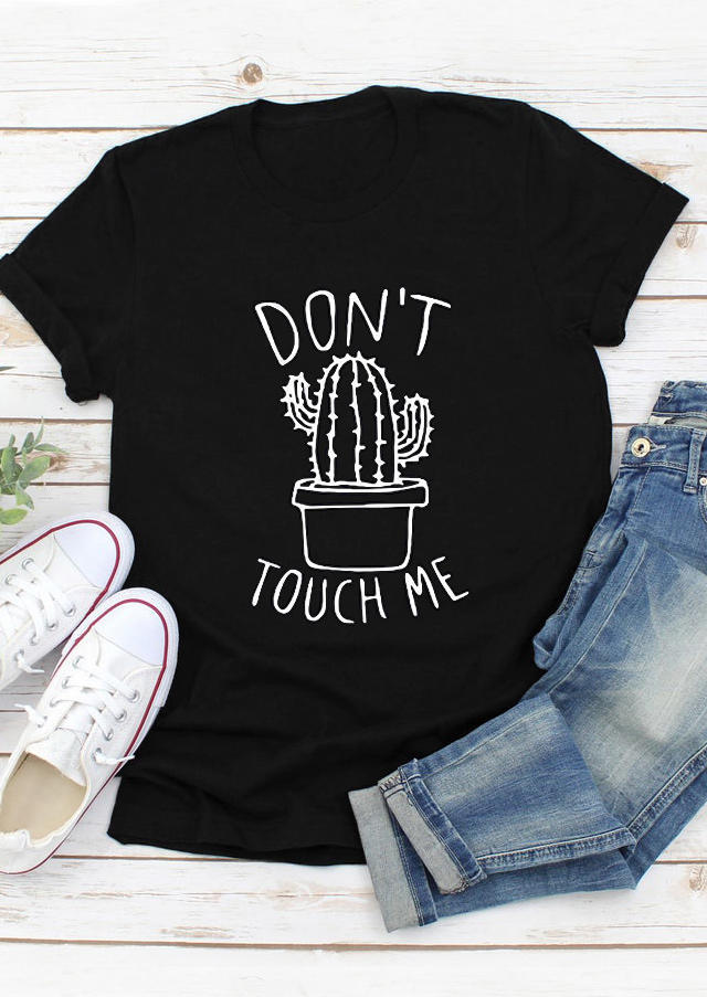 

T-shirts Tees Don't Touch Me Cactus T-Shirt Tee in Black. Size