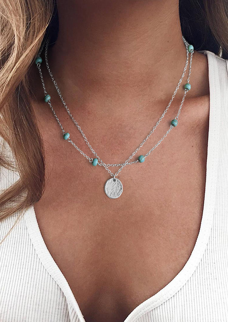 

Necklaces Turquoise Double-Layered Necklace in Silver. Size