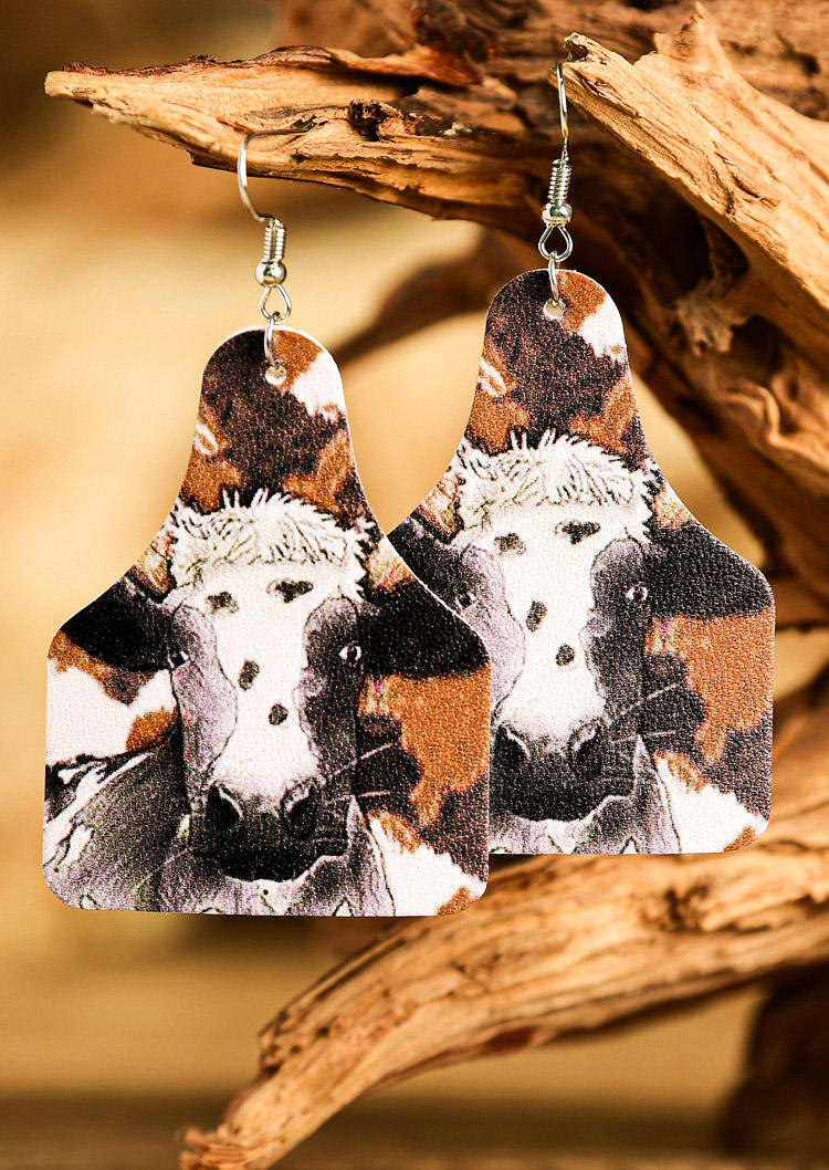 

Earrings Western Leopard Cow One-Sided Print Earrings in Multicolor. Size