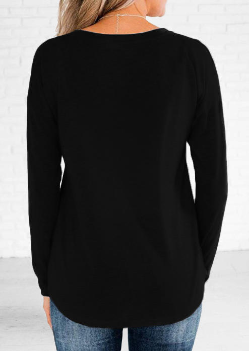 

Blouses Button Long Sleeve Blouse in Black. Size