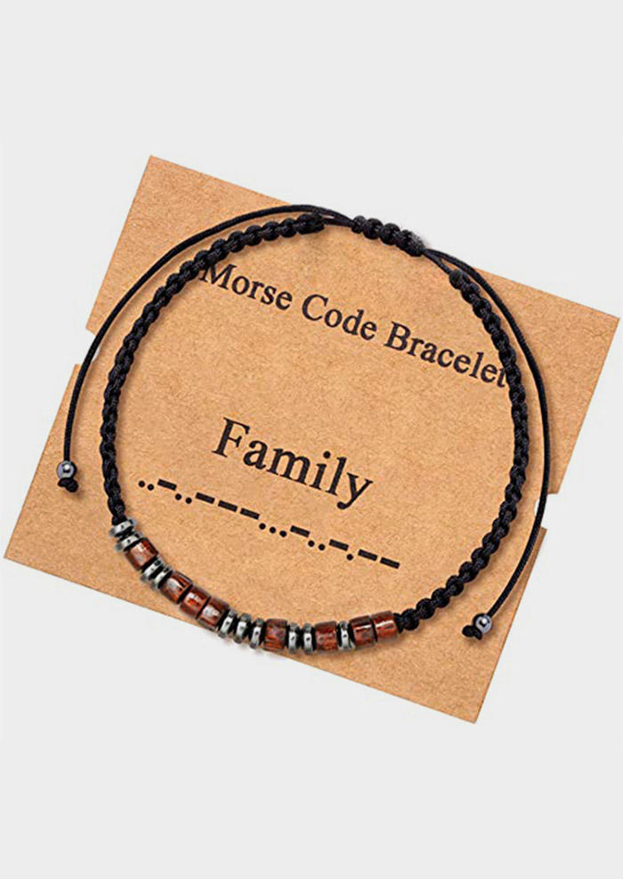 

Bracelet Family Beading Morse Code Adjustable Rope Bracelet in Black. Size