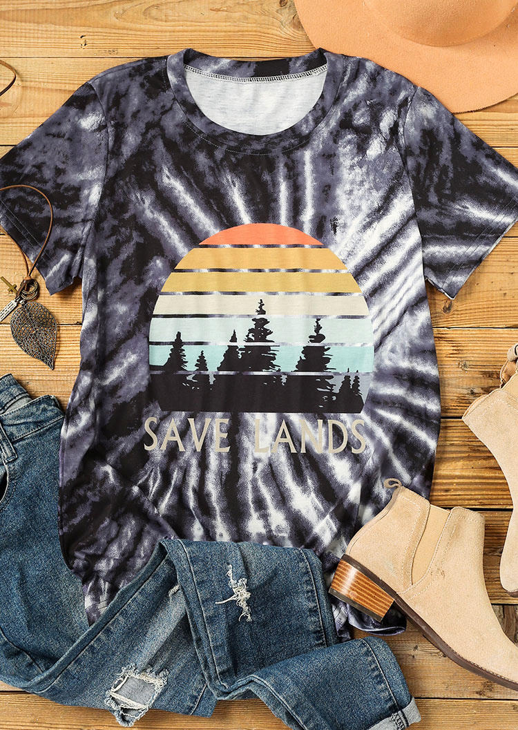 

T-shirts Tees Tie Dye Save Lands Sunrise T-Shirt Tee in Dark Grey. Size