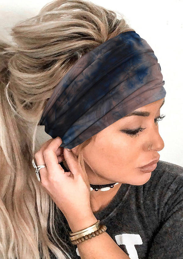 

Tie Dye Yoga Sports Wide Headband in Gray. Size