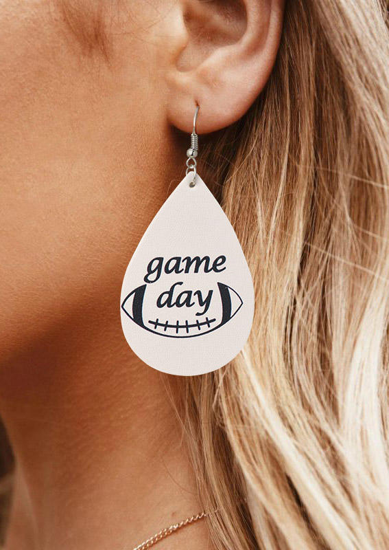 

Earrings Hollow Out Baseball Game Day Water Drop Earrings in White. Size