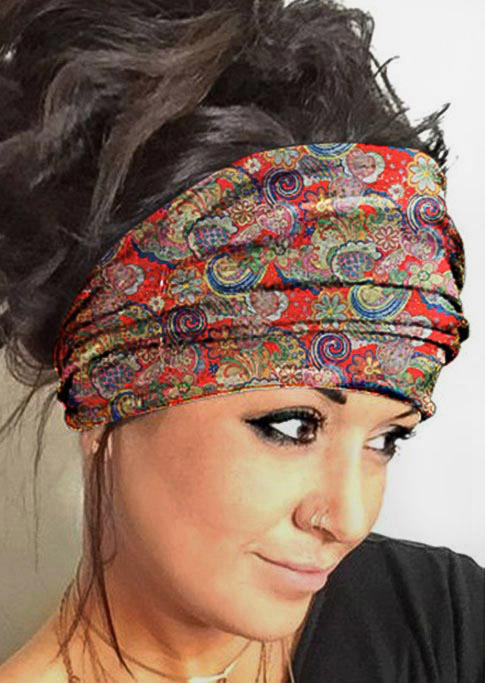 

Paisley Western Yoga Sports Wide Headband in Multicolor. Size