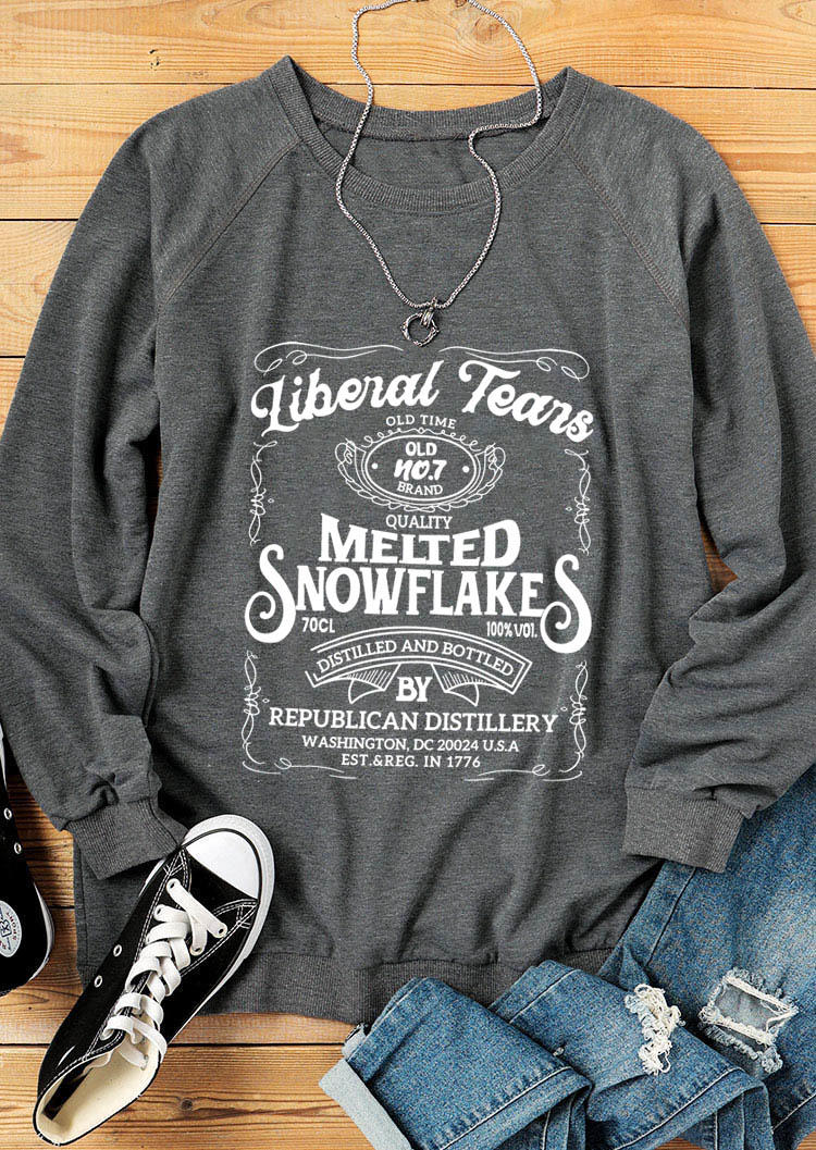 

Sweatshirts Liberal Tears Melted Snowflakes Pullover Sweatshirt in Dark Grey. Size