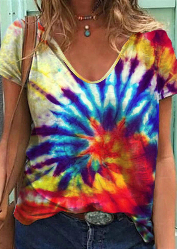 

T-shirts Tees Tie Dye Short Sleeve T-Shirt Tee in Multicolor. Size: ,M,L,XL