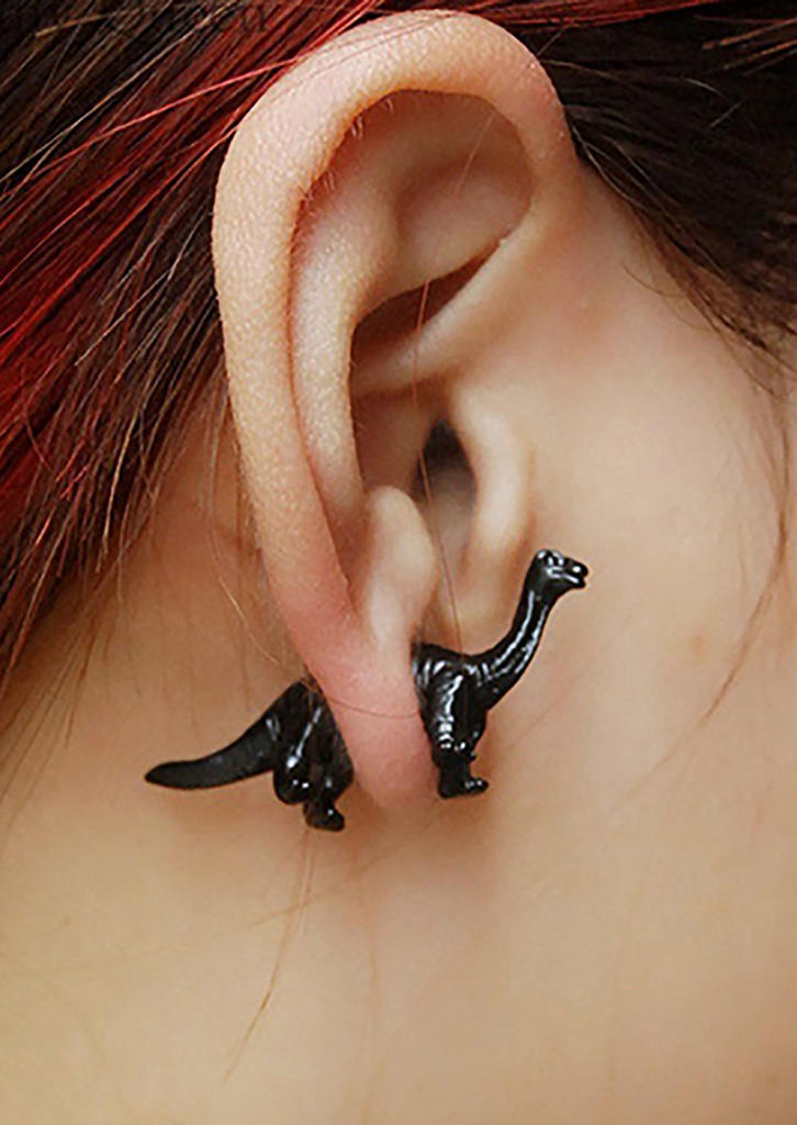 

Earrings Dinosaur Alloy Dangle Stud Earring in Black. Size